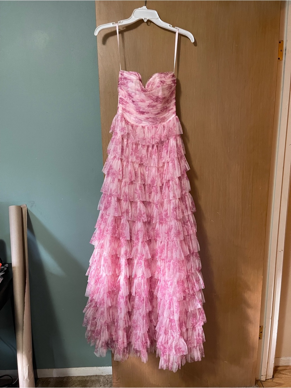 Windsor Blush Pink Strap Spaghetti Ruffle Dress